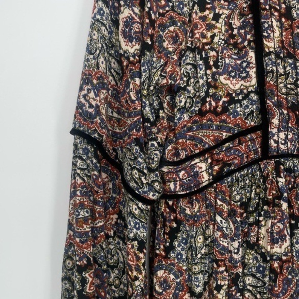 American Eagle Women's Floral Bohemian Keyhole Bell Sleeves Mini Dress Size S - Picture 6 of 14